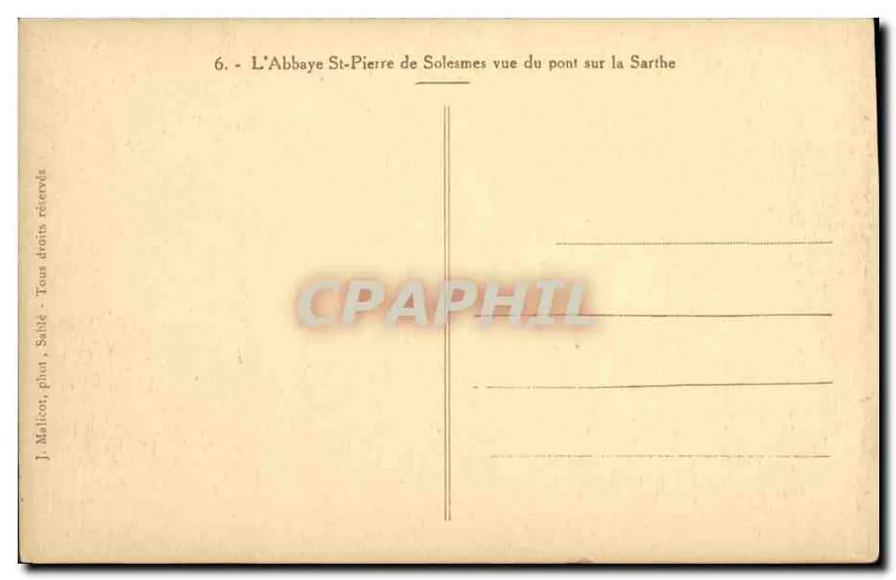 Abtei Saint-Pierre von Solesmes — Ansicht vom Brücke über die Sarthe — J. Malion, Sable - Rückseite
