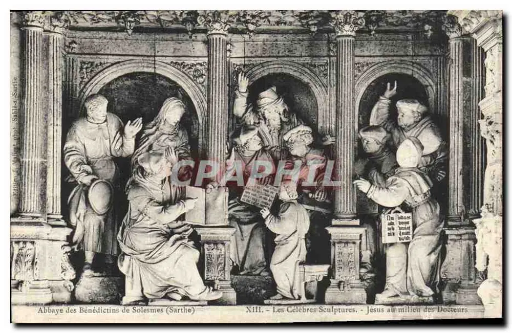 Abtei der Benediktiner von Solesmes (Sarthe) — XIII. Die berühmten Skulpturen. Jesus zwischen den Doktoren - Vorderseite