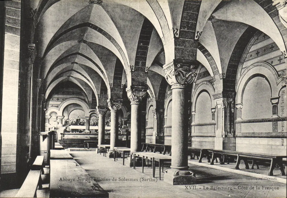 Abtei der Benediktiner von Solesmes (Sarthe) — Das Refektorium — Seite der Fresko — Isobromune (Deposité) - Vorderseite