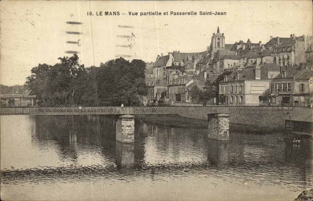 Le Mans — Teilansicht und Brücke Saint-Jean — A. Dolbeau, n°16 - Vorderseite