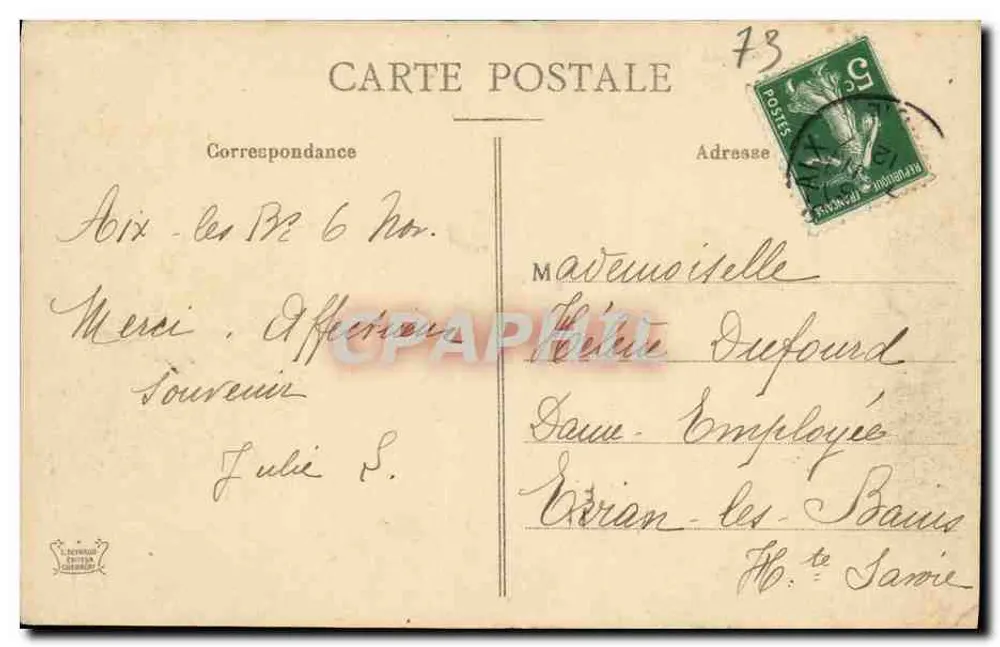 Rota de Chambéry a Vienne no Col do Gato (678-) — Bilhete postal antigo n°2281 — editor não visível - Verso