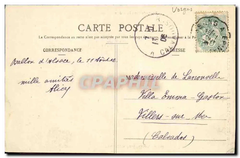 Saint-Maurice-sur-Moselle — La Vierge du Ballon — Phototype Paul Testart, Épinal - Rückseite