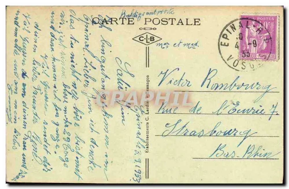 Epinal (Vosges) — A Roche Pointue acima da Mosela — C. Lardic, n°7558 - Verso