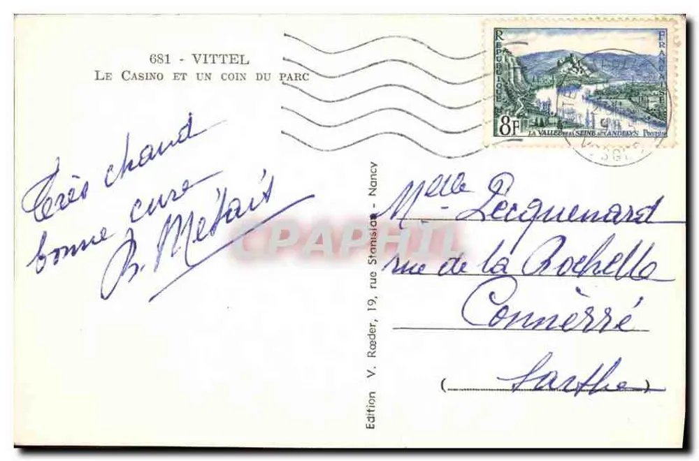 Das Casino und ein Teil des Parks — Vittel — Edition V. Rœder, Nancy - Rückseite