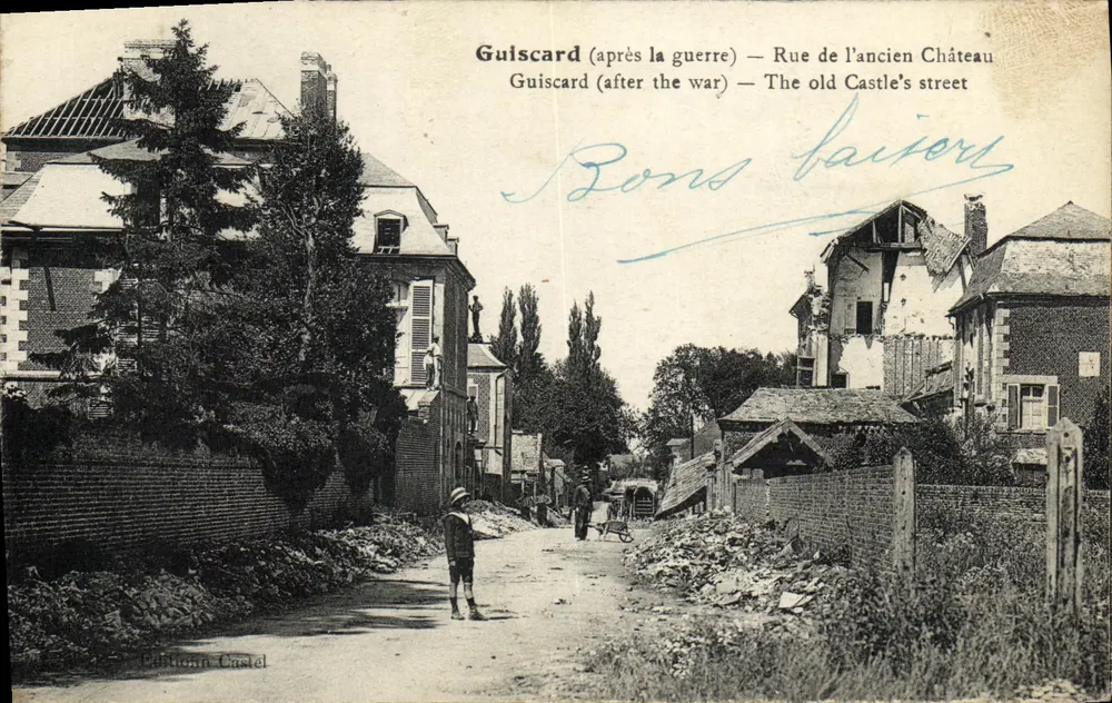 Guiscard (nach dem Krieg) — Ansicht der alten Schlossstraße — Castel-Edition - Vorderseite