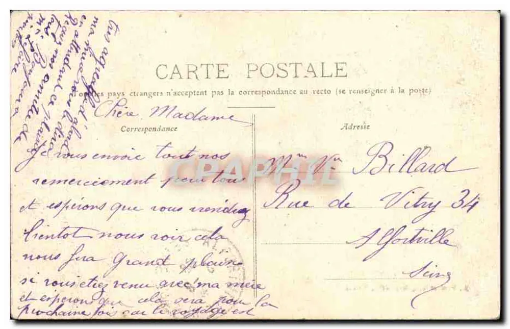 Tarare — Boulevard Garibaldi — A. Daudet et Cie, imp.-édit., Tarare - Verso