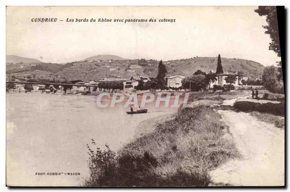 Condrieu — Die Ufer des Rhône mit Panorama der Hügel — Phot. Combie - Mâcon - Vorderseite