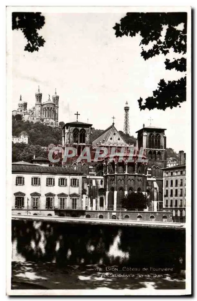 Lyon - Ansicht des Fourvière-Hügels und der Kathedrale Saint-Jean — Édition Li Cigogne - Vorderseite