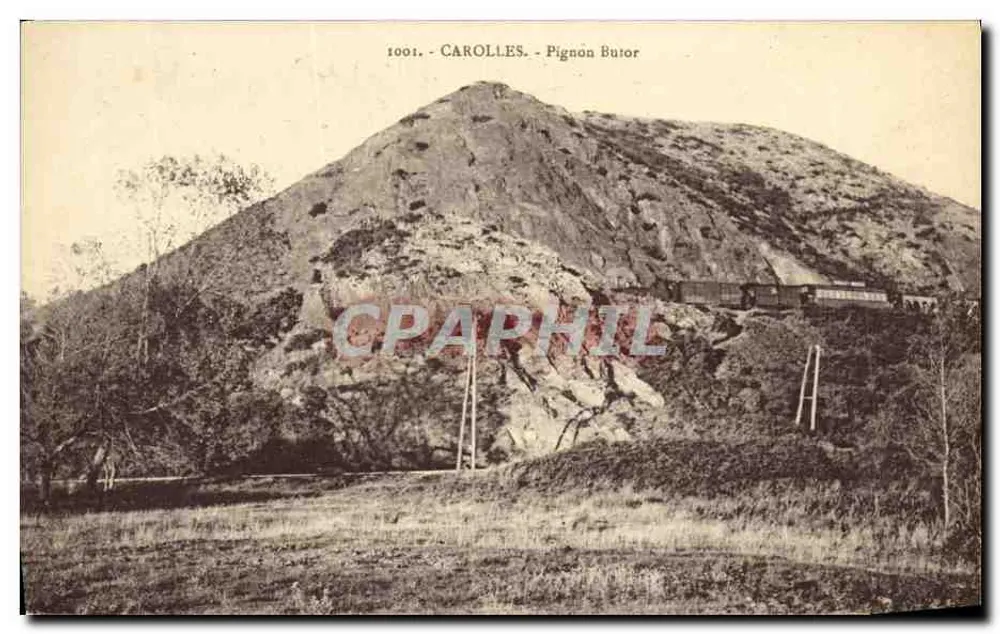 Carolles - Pignon Butor — vista do monte com trem — editor Laurent Ndl, Rennes, n° 1001 - Frente