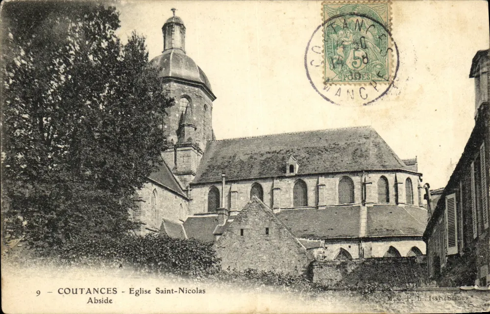 Coutances - Igreja de São Nicolau — vista da abside — editor J.-B. Issh (Séme) n°9 - Frente