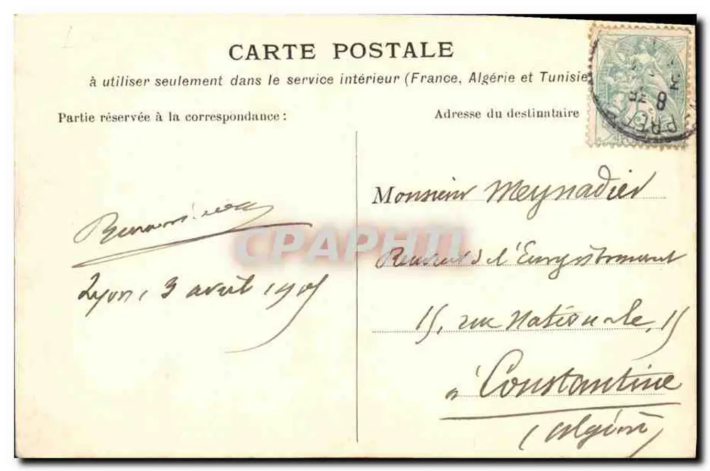 LYON — ponte do Colégio — editor não identificado - Verso
