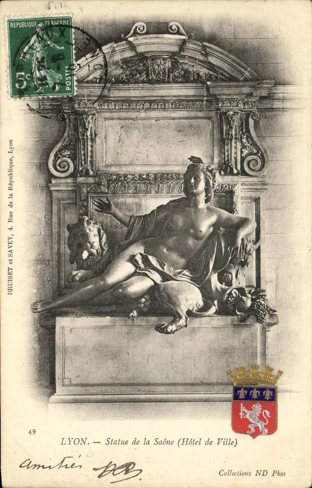 LYON — Statue der Saône (Stadthaus) — Bruiset et Savey, Lyon, n°49 - Vorderseite