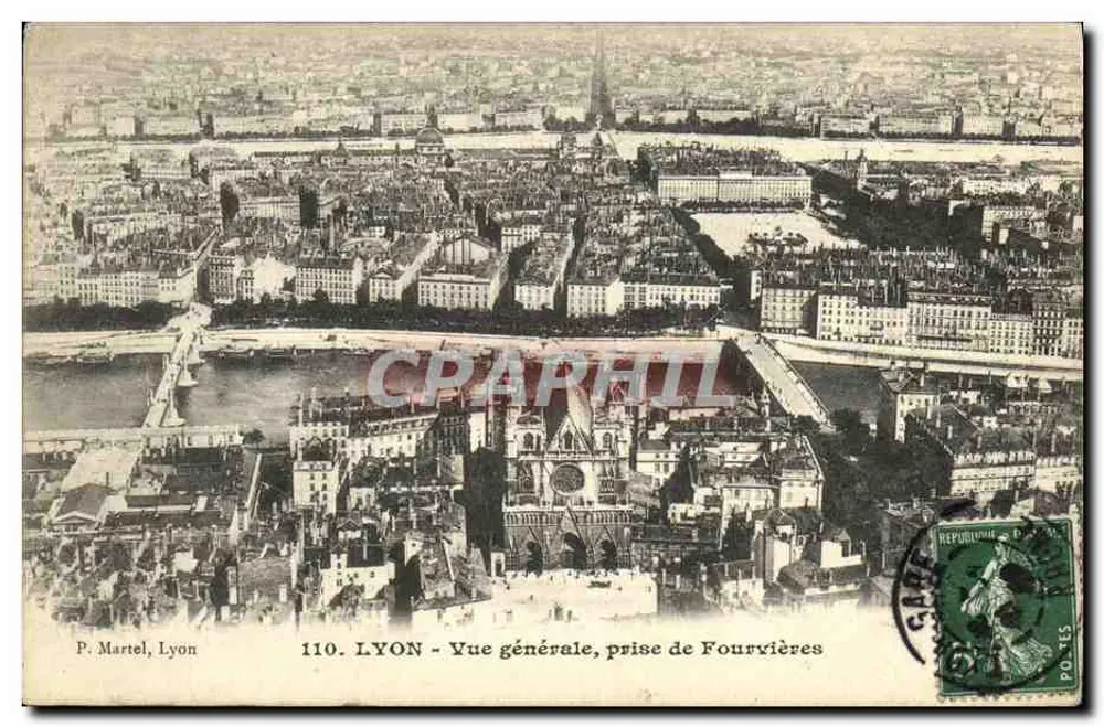 LYON - Vista generale, presa da Fourvières — P. Martel, Lyon, n° 110 - Recto