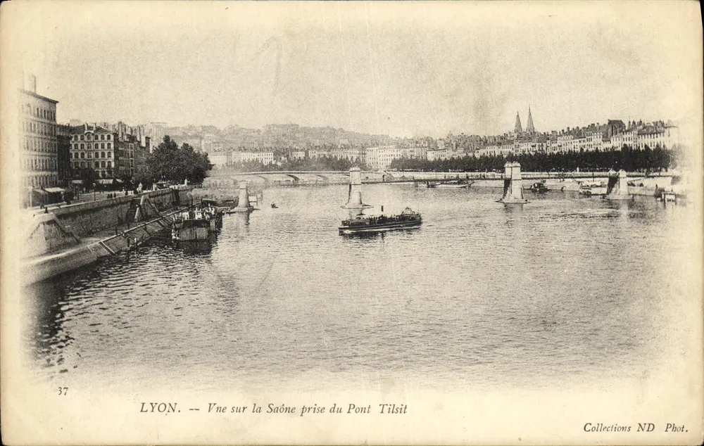 LYON — Blick über die Saône vom Tilisit-Brücke — Collections ND Phot. n°37 - Vorderseite