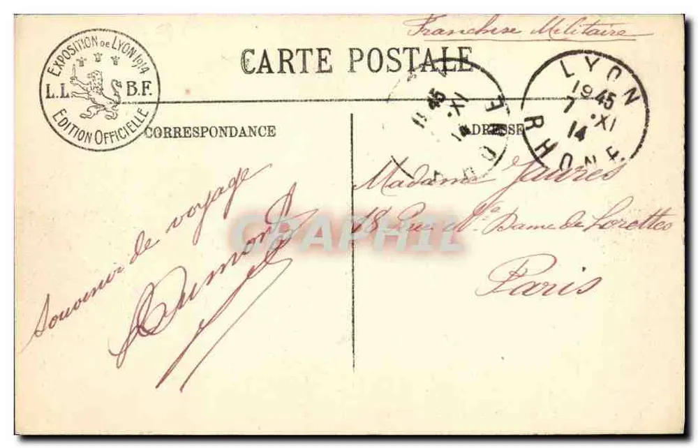 Lyon — Internationale Ausstellung 1914 — Möbel-Salon. Gobelins-Tapisserien — LL. - Rückseite