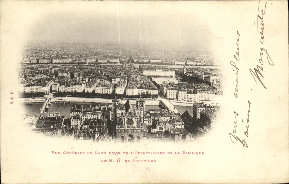 Allgemeiner Blick auf Lyon vom Observatorium der Basilika — N.D.F. — Seriennummer nicht sichtbar - Vorderseite