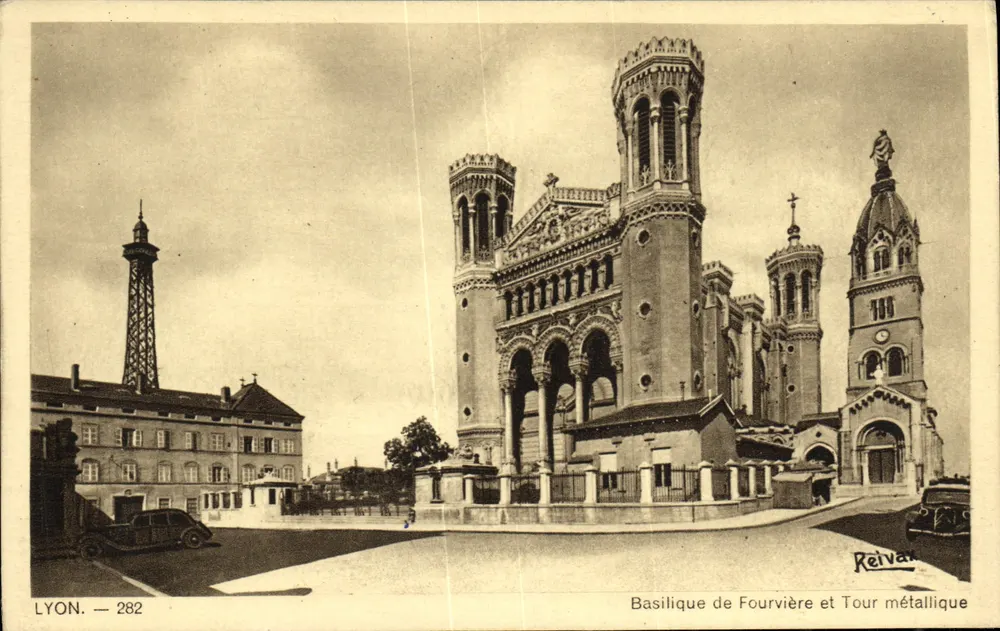 Basilika von Fourvière und Metalltürme — Lyon — Reivat, Nr. 282 - Vorderseite