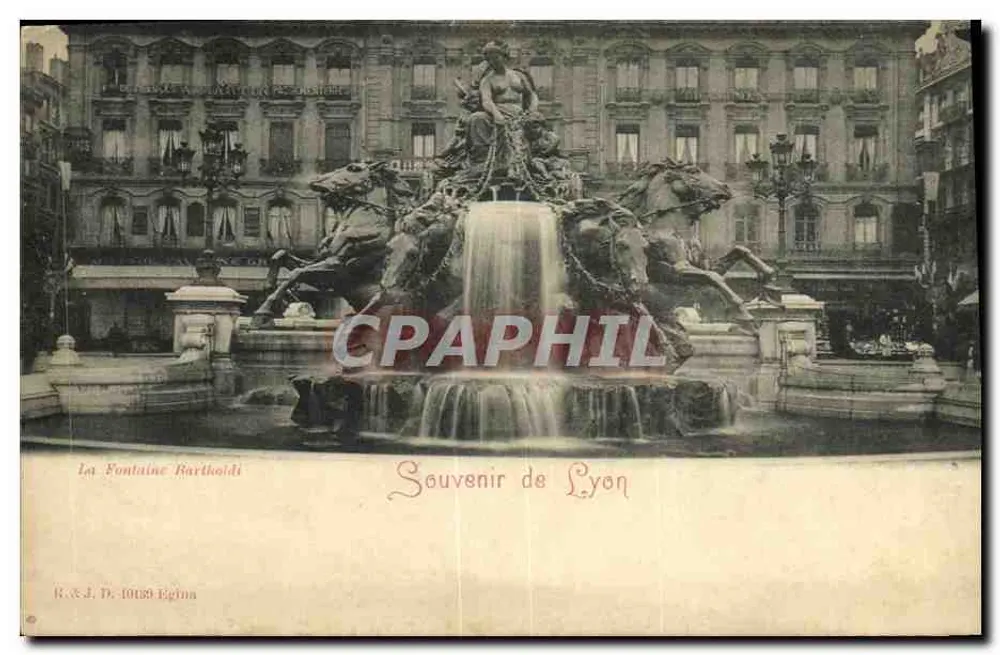 La Fontaine Bartholdi — Souvenir de Lyon — R. & J. D. 10189 Epina - Vorderseite
