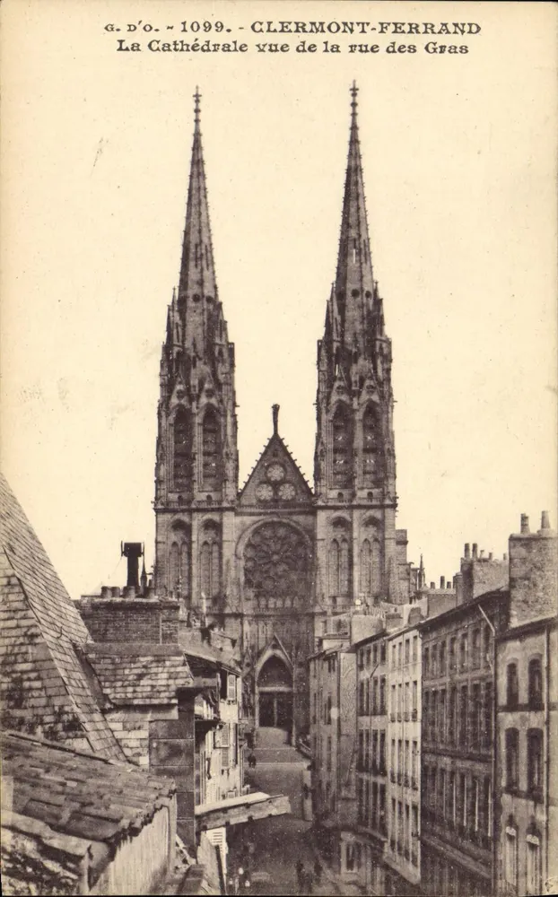 Clermont-Ferrand — Ansicht der Kathedrale von der Rue des Gras — G. D'O. - 1099 - Vorderseite