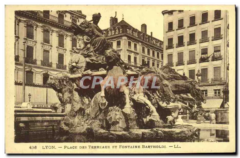 Lyon — Place des Terreaux und Fontaine Bartholdi — LL. n° 498 - Vorderseite