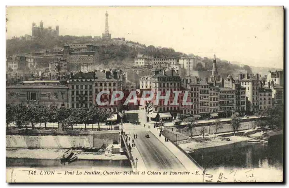 LYON — Pont La Feuillée, Quartier St-Paul und Coteau de Fourvière — E. R. - Vorderseite
