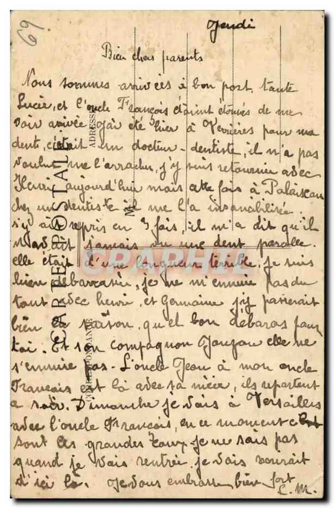 LYON — Pont do Meio sobre o Rio Ródano — E. R. n° 362 - Verso