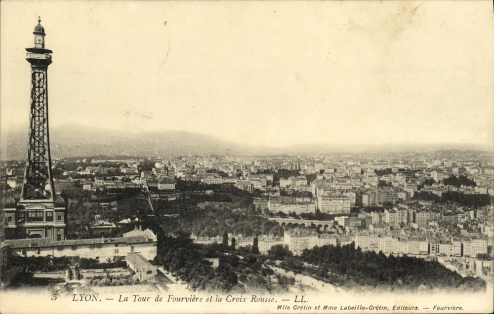 LYON — La Tour de Fourvière und die Croix Rousse — Mille Crétin und Mme Labelle-Crétin, Verleger — Fourvière - Vorderseite
