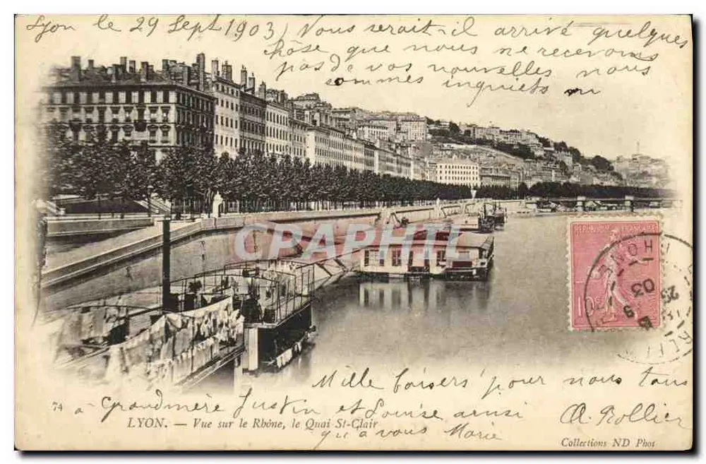 LYON — Ansicht des Rhône, der St-Clair-Kai — A. Rollier - Vorderseite
