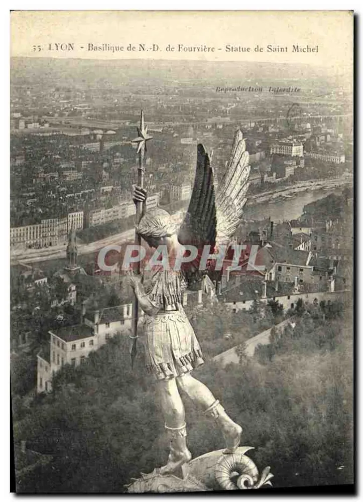 LYON - Basilika Notre-Dame de Fourvière - Statue des Heiligen Michael — Taitardite-Reproduktion, Nr. 35 - Vorderseite