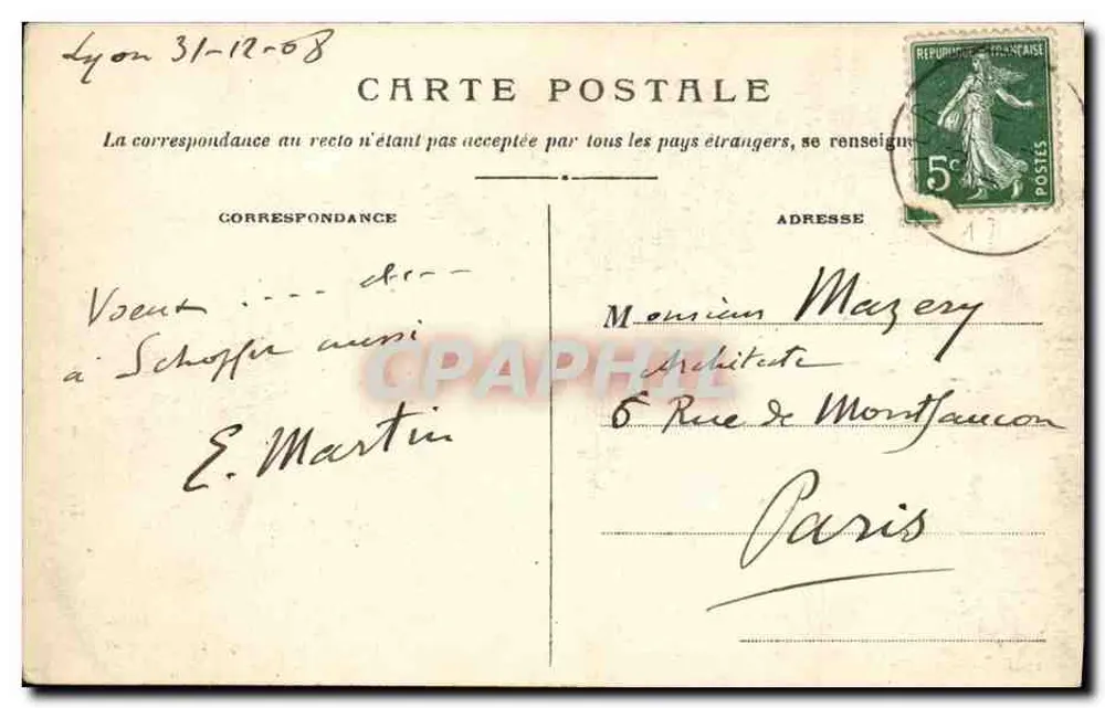 LYON — Porta da Igreja de São Pedro — S.F. n° 5519 - Verso