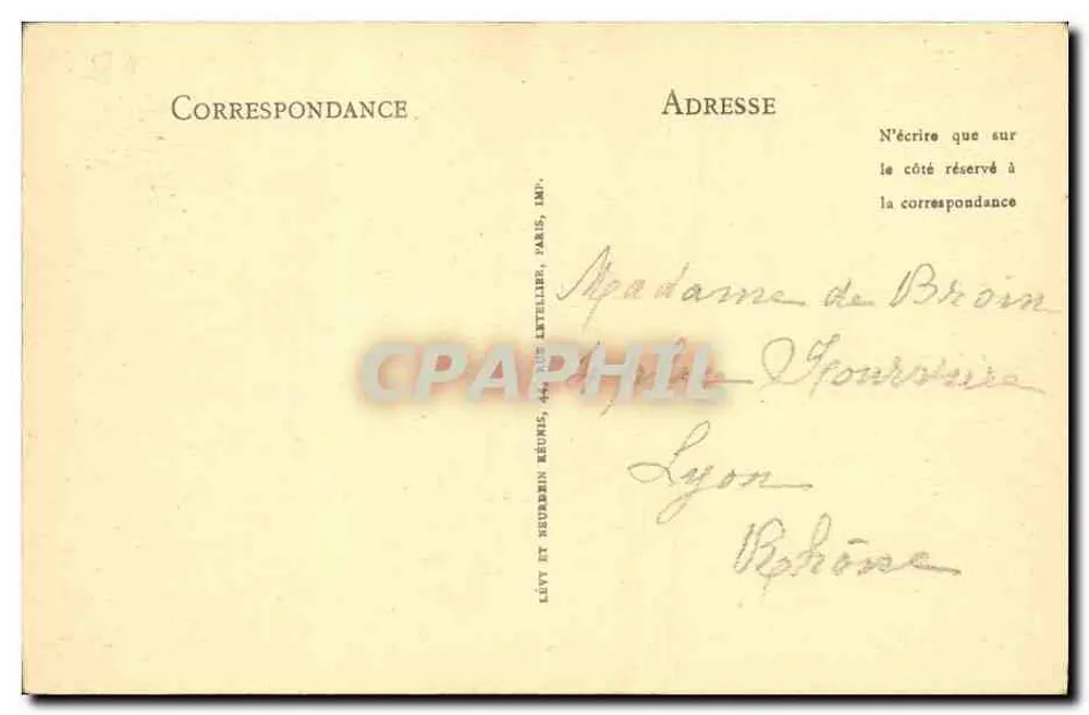 Lyon - Fourvière e Pension de Dames — editor Lévy e Neudrén Réunis, Paris - Verso
