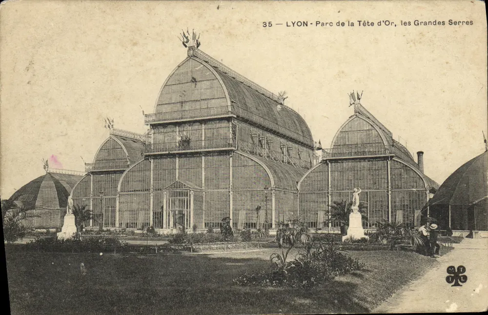 LYON - Ansicht des Parc de la Tête d'Or, die Großen Gewächshäuser — Verlag S.T.L. Nr. 35 - Vorderseite