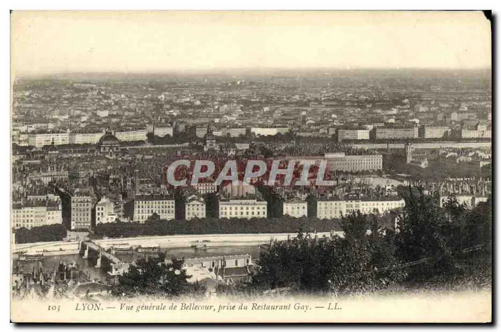 LYON — Allgemeiner Blick auf Bellerour, vom Restaurant Gay aus genommen — LL. — N° 103 - Vorderseite
