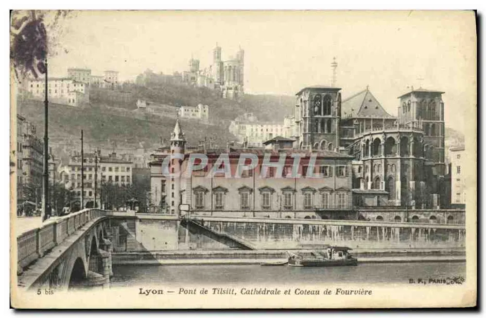 Lyon — Brücke Tilsitt, Kathedrale und Fourvière-Hügel — B. K., Paris, n° 5 bis - Vorderseite