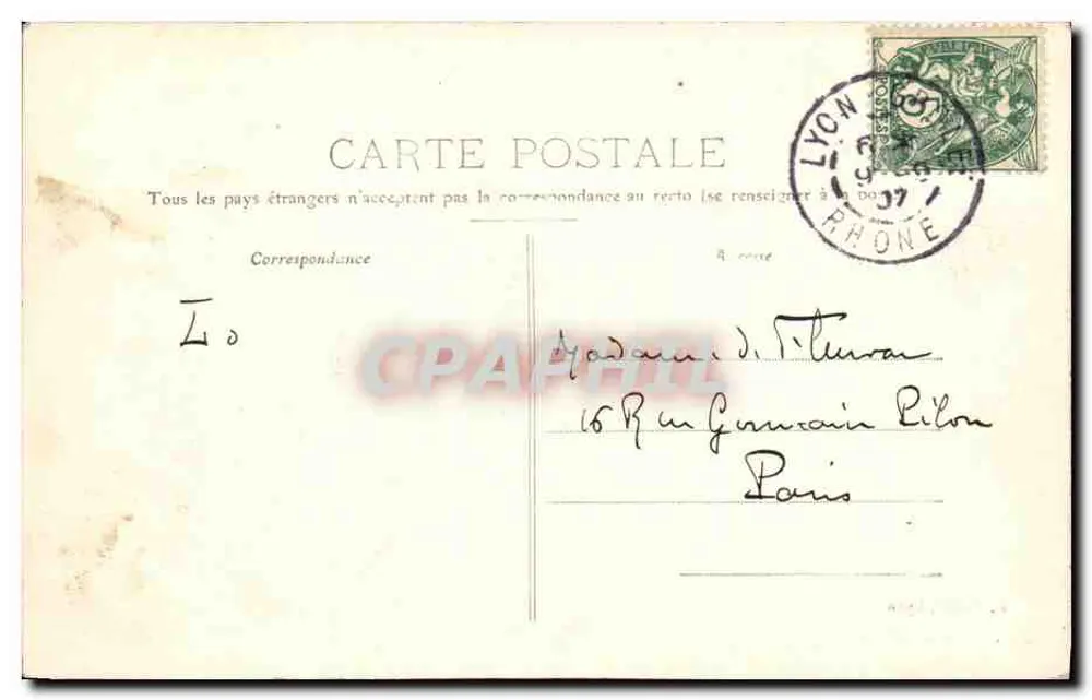 Lyon — O Rio Rhône — P. Marbet, Lyon, n°336 - Verso