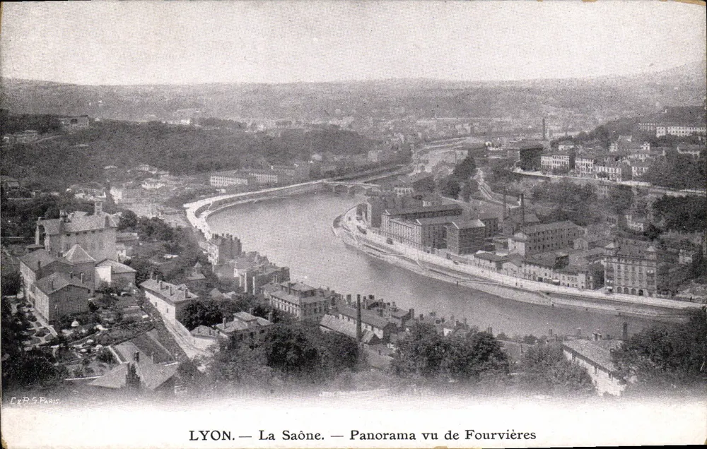 LYON — A Saône — Panorama visto de Fourvières — C. R. S. Paris - Frente