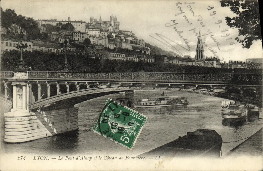 LYON. — Der Pont d'Ainay und der Côteau de Fourvière. — LL. — N° 274 - Vorderseite