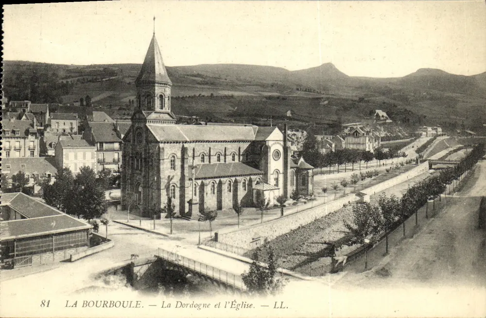 La Bourboule — La Dordogne y la Iglesia — LL. — N°81 - Anverso