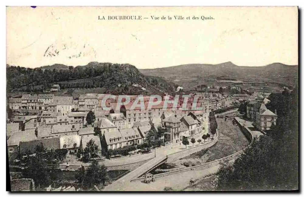La Bourboule — Ansicht der Stadt und der Ufer. - Vorderseite