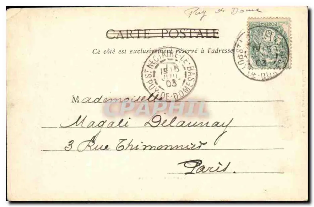 Verrières - Dyke — Auvergne — editor Issoire, Im. Boucheron e Vessely - Verso