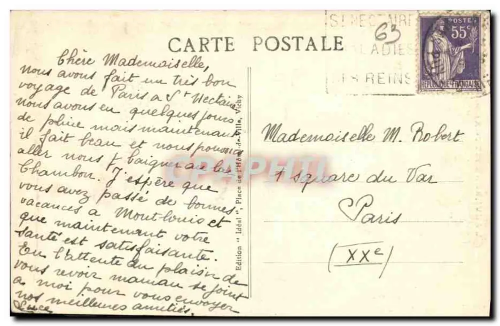 As Gorges da Couze, perto de MUROLS — A Auvergne pitoresca — Edição Ideal, n° 3456 - Verso