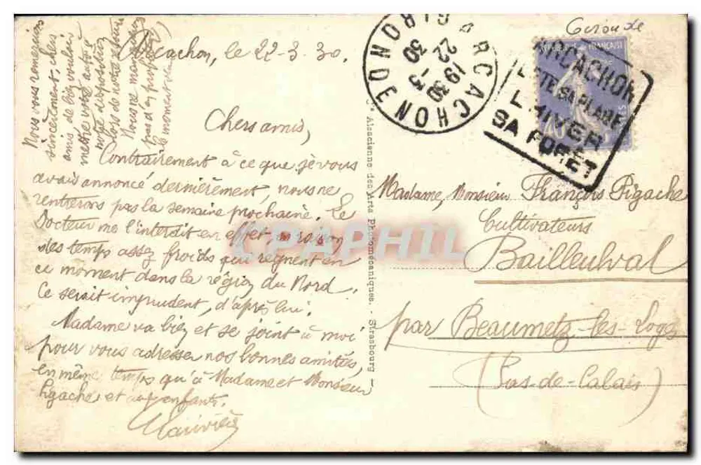 Arcachon - Côte d'Argent - Ansicht der Strandpromenade und des Piers — Edit. N.G. Nr. 215 - Rückseite