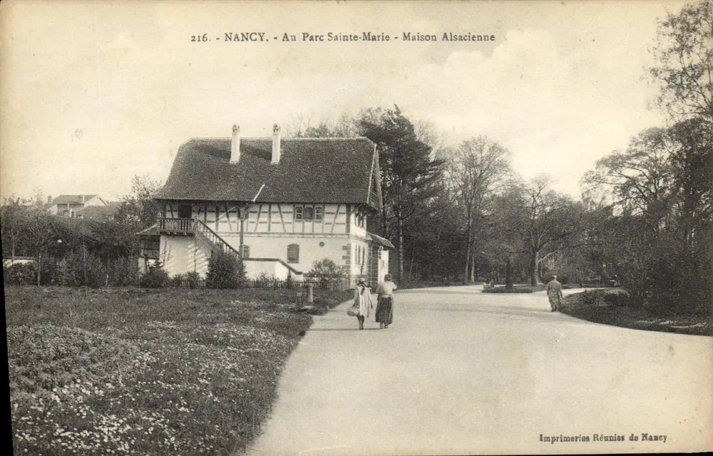NANCY - En el Parque Sainte-Marie - Casa Alemana — Imprimeries Réunies de Nancy, n°216 - Anverso