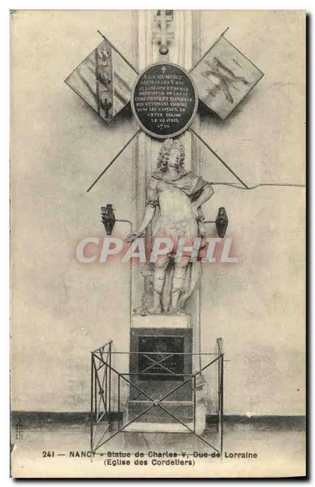 Nancy — Statue von Karl V., Herzog von Lothringen — Kirche der Cordeliers - Vorderseite