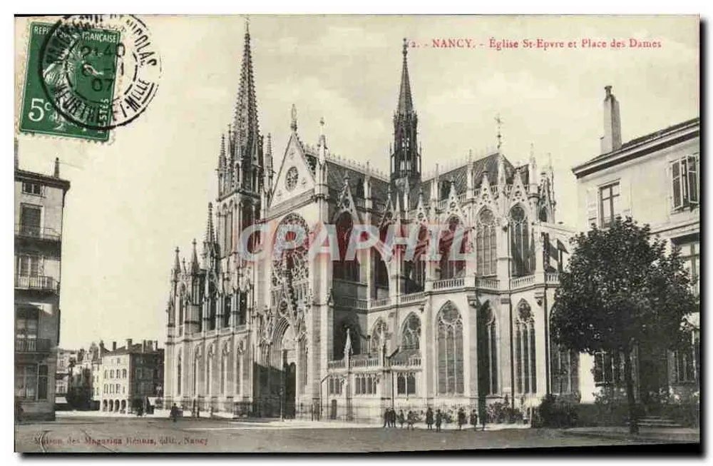 NANCY - Igreja de São Epvre e Praça das Senhoras — Estação dos Magasins Riennais, edição Nancy - Frente