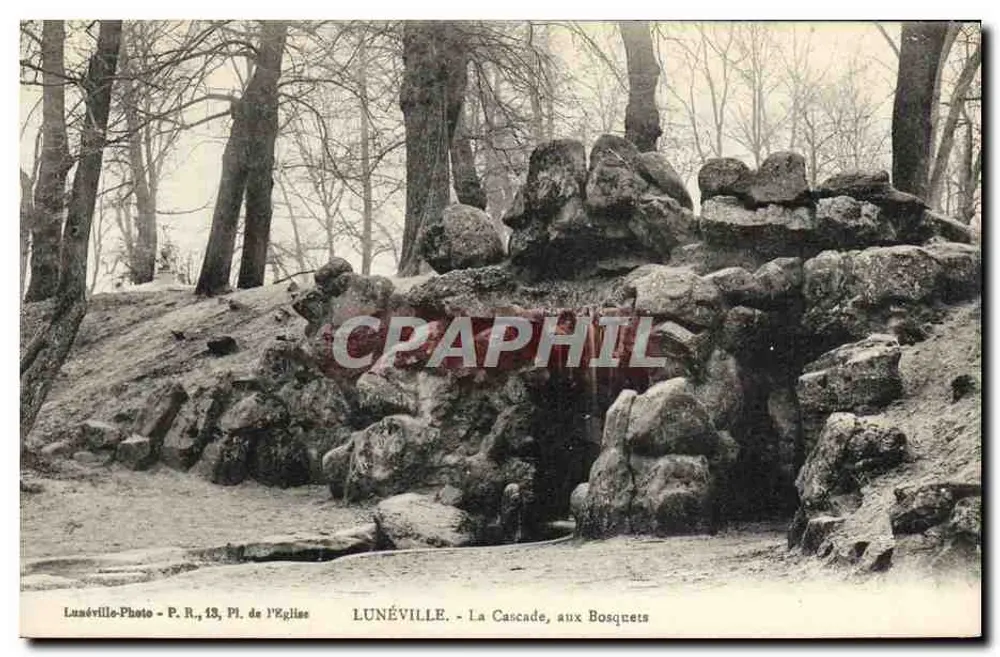 Lunéville - A Cascata dos Bosquetes — P. R., 13, P. da Igreja - Frente