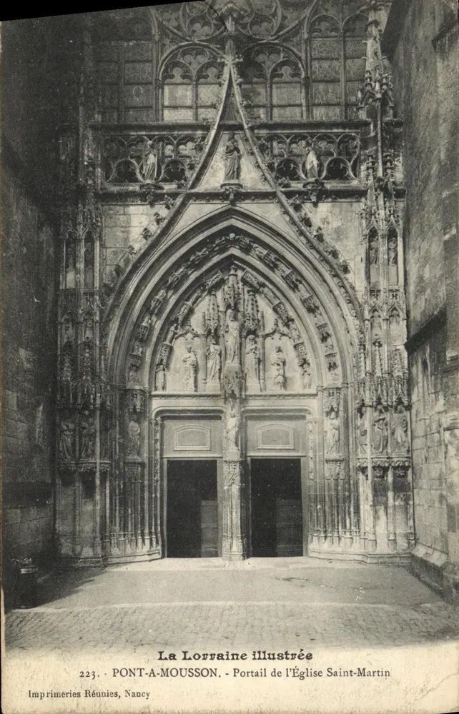 PONT-A-MOULSON — Portal der Kirche Saint-Martin — Illustrierte Lothringen, Nr. 223, Imprimeries Réunies, Nancy - Vorderseite