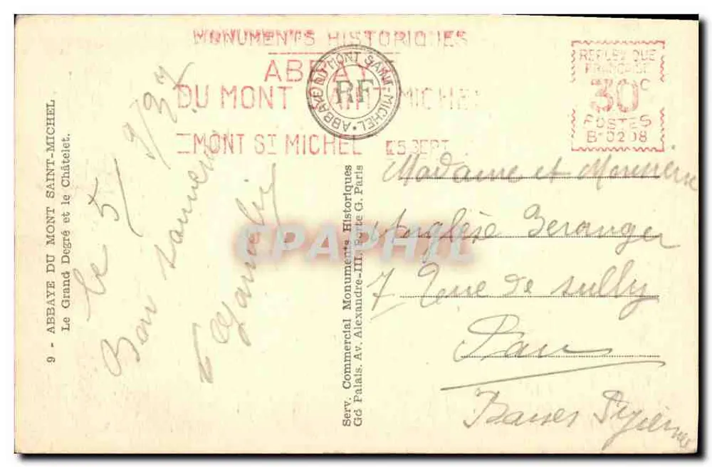 Abtei Mont Saint-Michel — Der Große Treppenaufgang und das Torhaus — Service Commercial Monuments Historiques - Rückseite