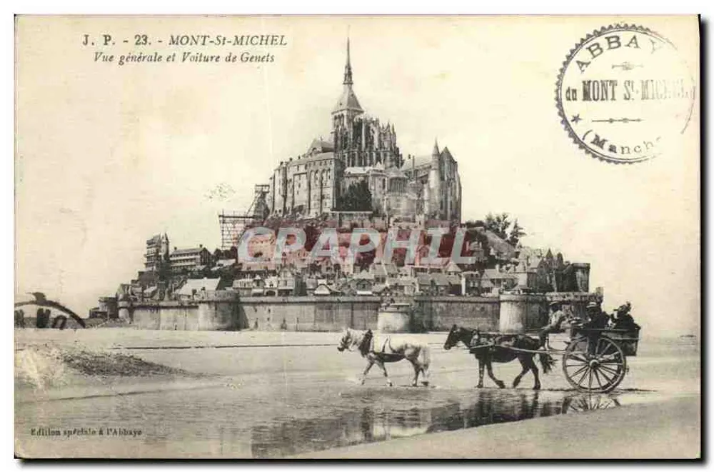 Mont-Saint-Michel — Allgemeiner Blick und Kutsche der Genets — Sonderausgabe bei der Abtei - Vorderseite