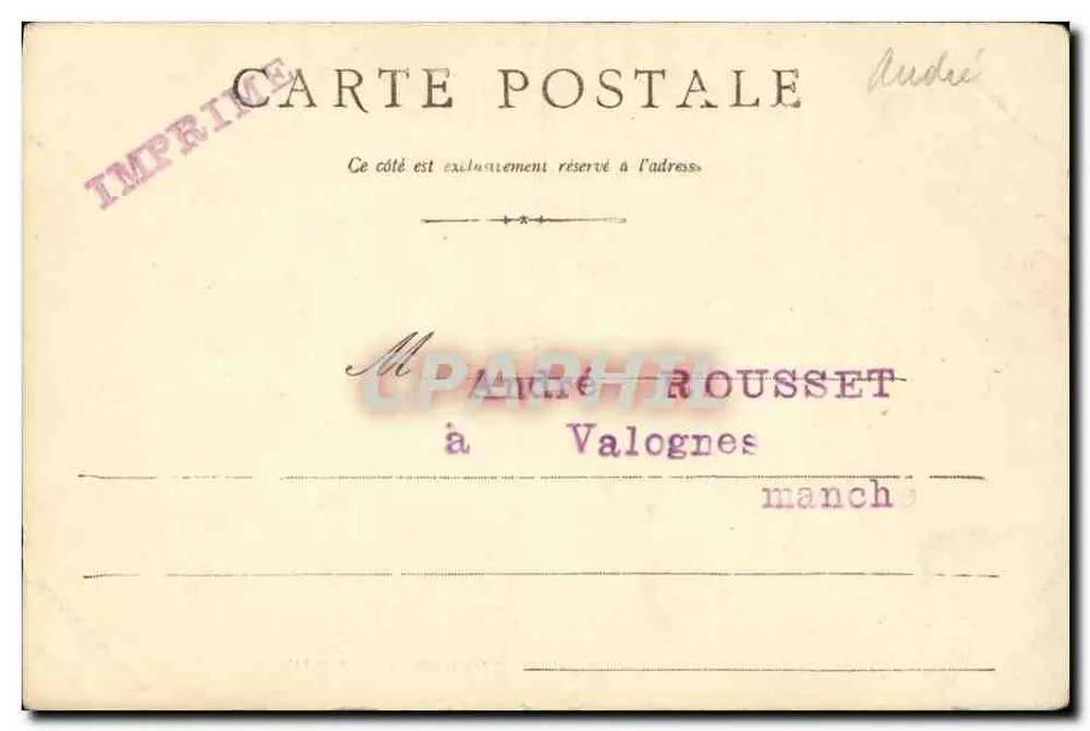 Ao redor de CHERBOURG - Auderville — A. F. Cherbourg - Verso